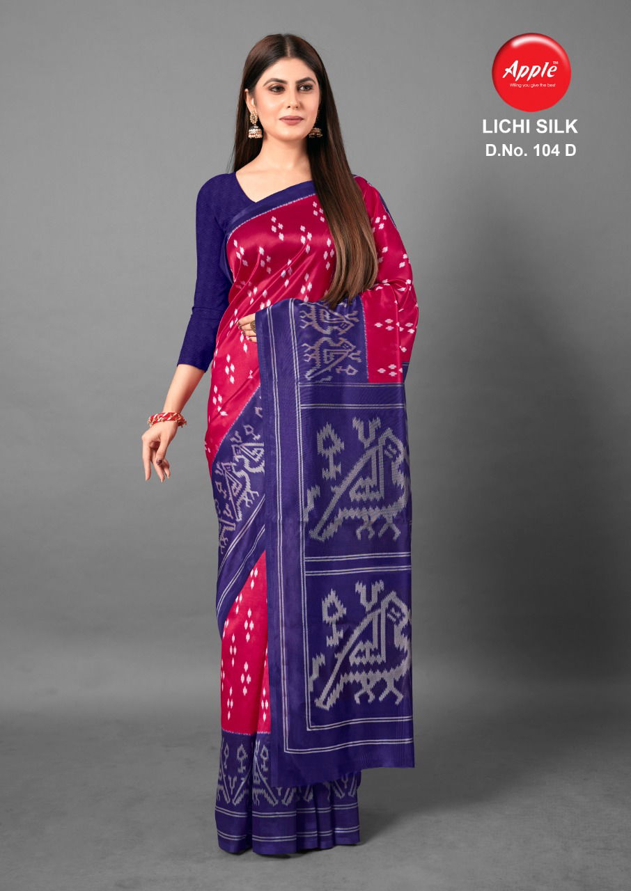 Apple Lichi Silk 104  Latest Fancy Designer Ethnic Regular Wear Art Silk Saree Collection 